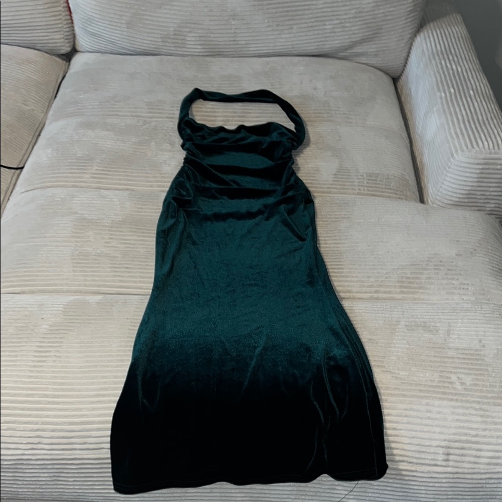Elegant Green Velvet Dress
